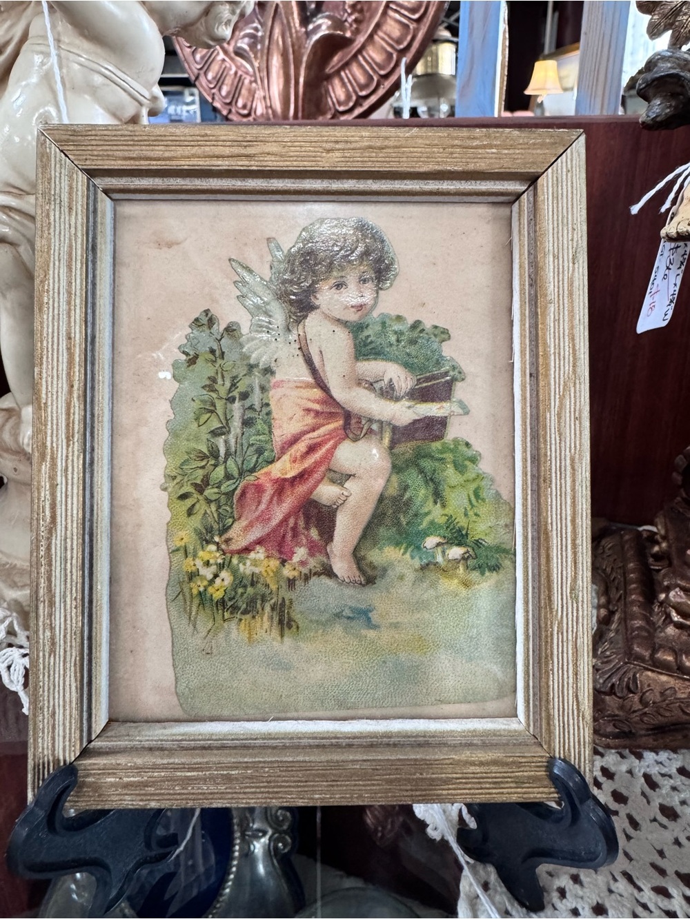 Vintage Cherub Wall Art Print in Gold Frame